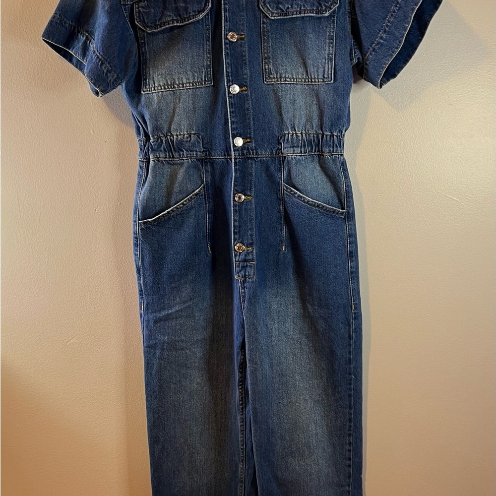 Free People We The Free Marci Denim Coverall Jumpsuit - Picture 3 of 7